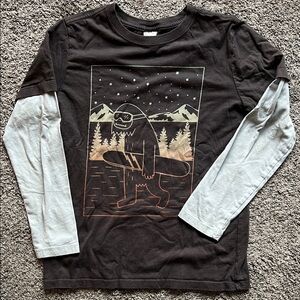 Yeti Snowboarder Graphic Long Sleeve Shirt